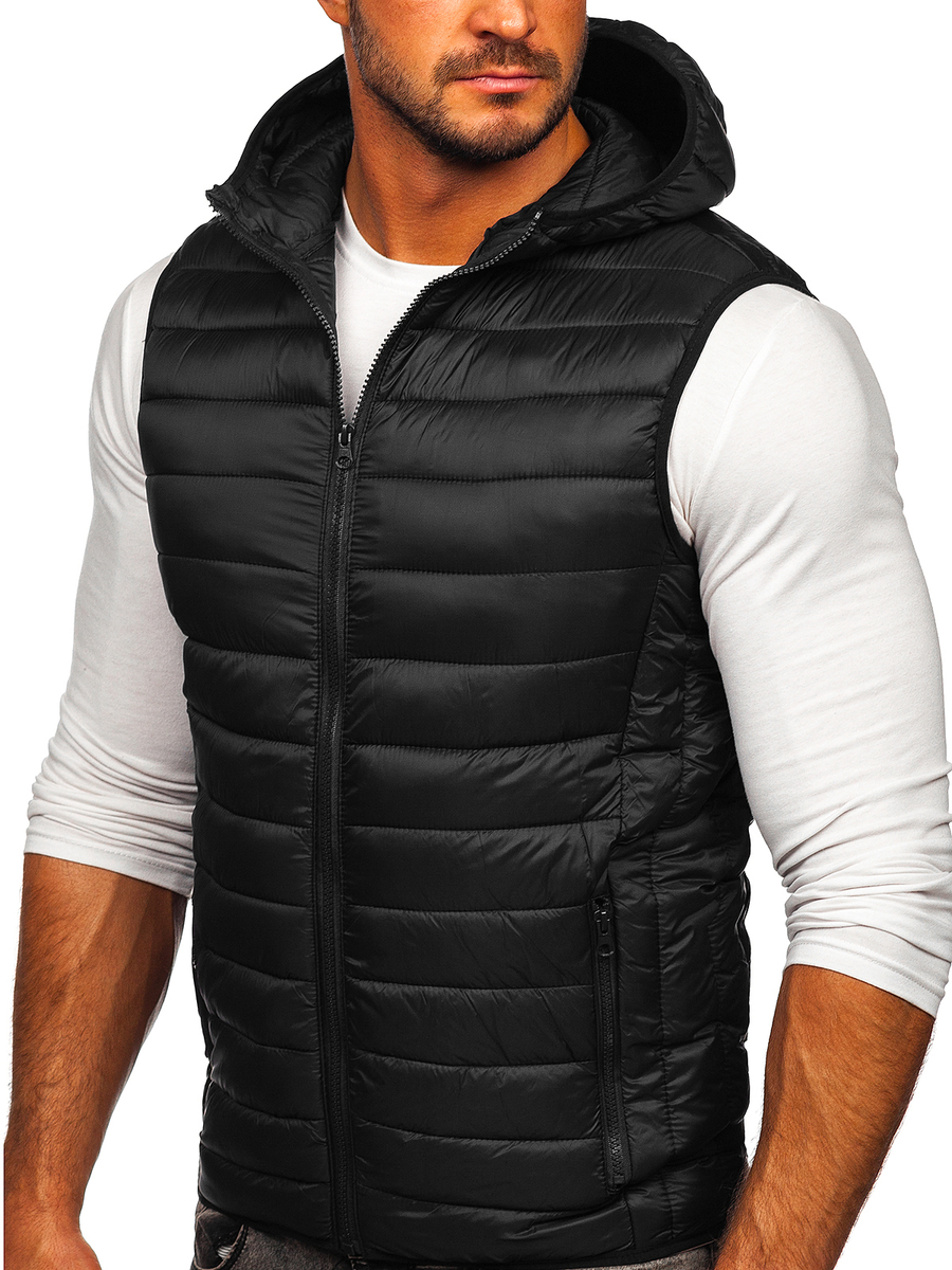 Chaleco acolchado con capucha para hombre negro Bolf 13072 NEGRO