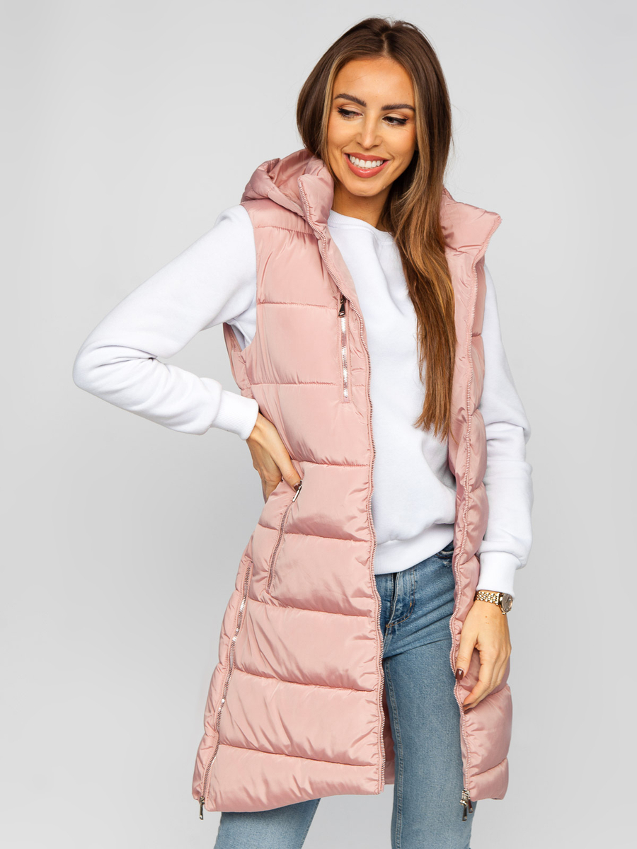 Chaleco acolchado largo para mujer rosa Bolf 81261