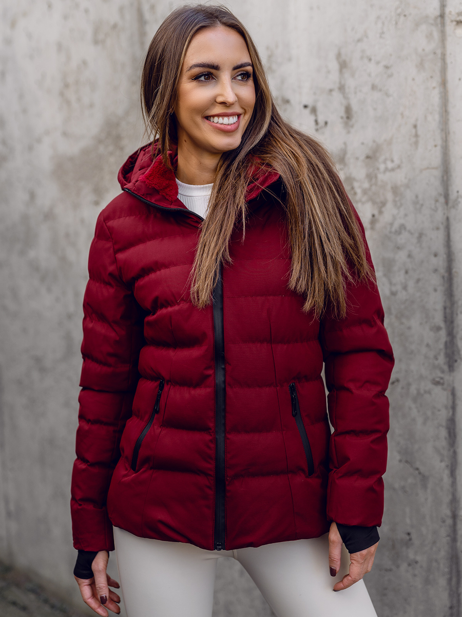 Chaqueta acolchada de invierno con capucha mujer burdeos Bolf 5M769 ROJO BURDEOS