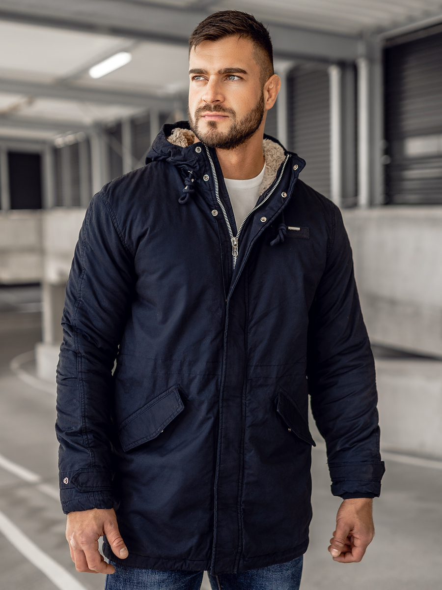 Chaqueta algodón de invierno parka para hombre azul oscuro Bolf EX838A