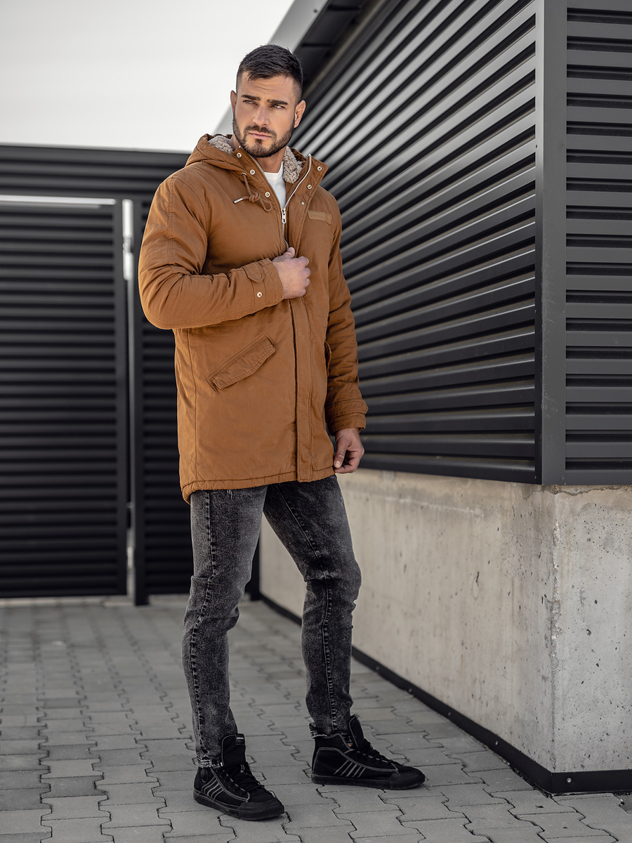 encuesta ola Aplicable Chaqueta algodón de invierno parka para hombre camel Bolf EX838A CAMEL