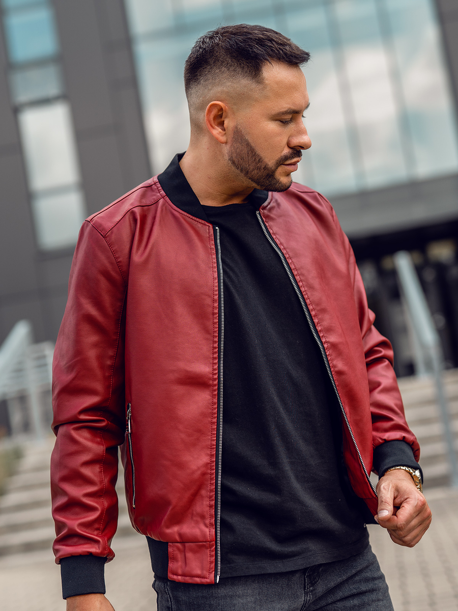 bomber de cuero para hombre burdeos Bolf 1147A ROJO BURDEOS