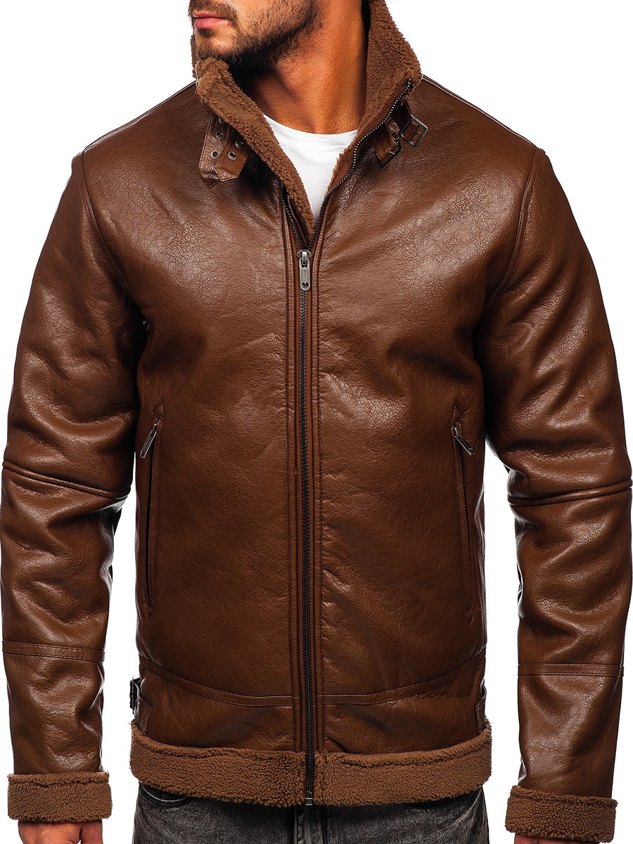 Chaqueta Cuero Hombre Marrón