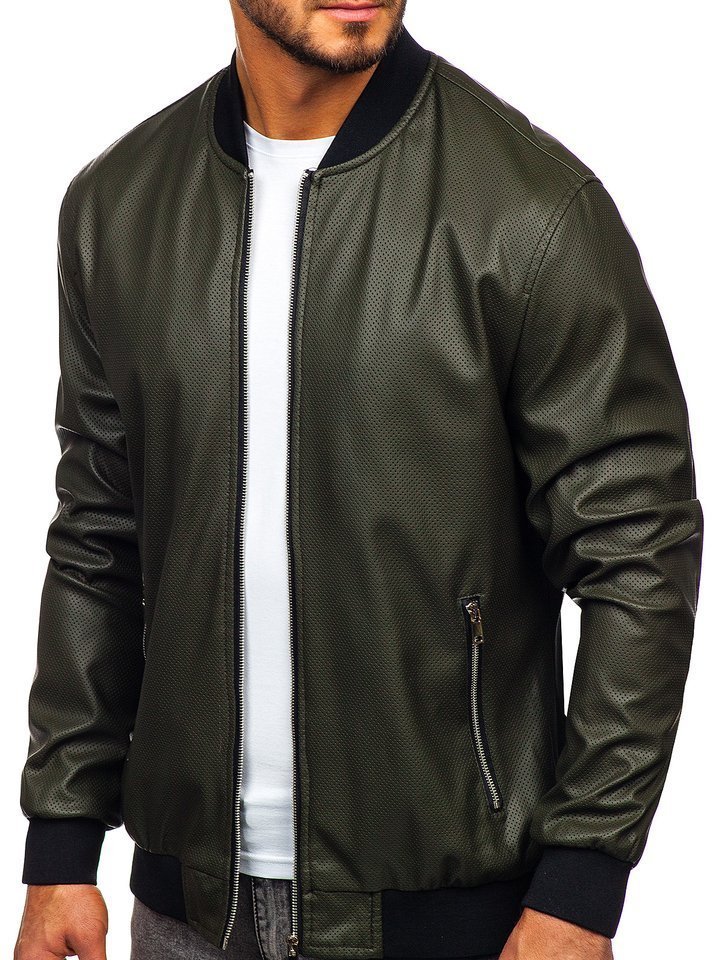 Chaqueta cuero hombre verde Bolf 6123 VERDE