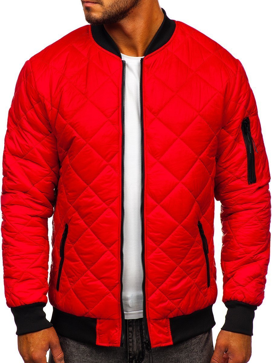 Chaqueta de entretiempo bomber para hombre rojo Bolf MY 01