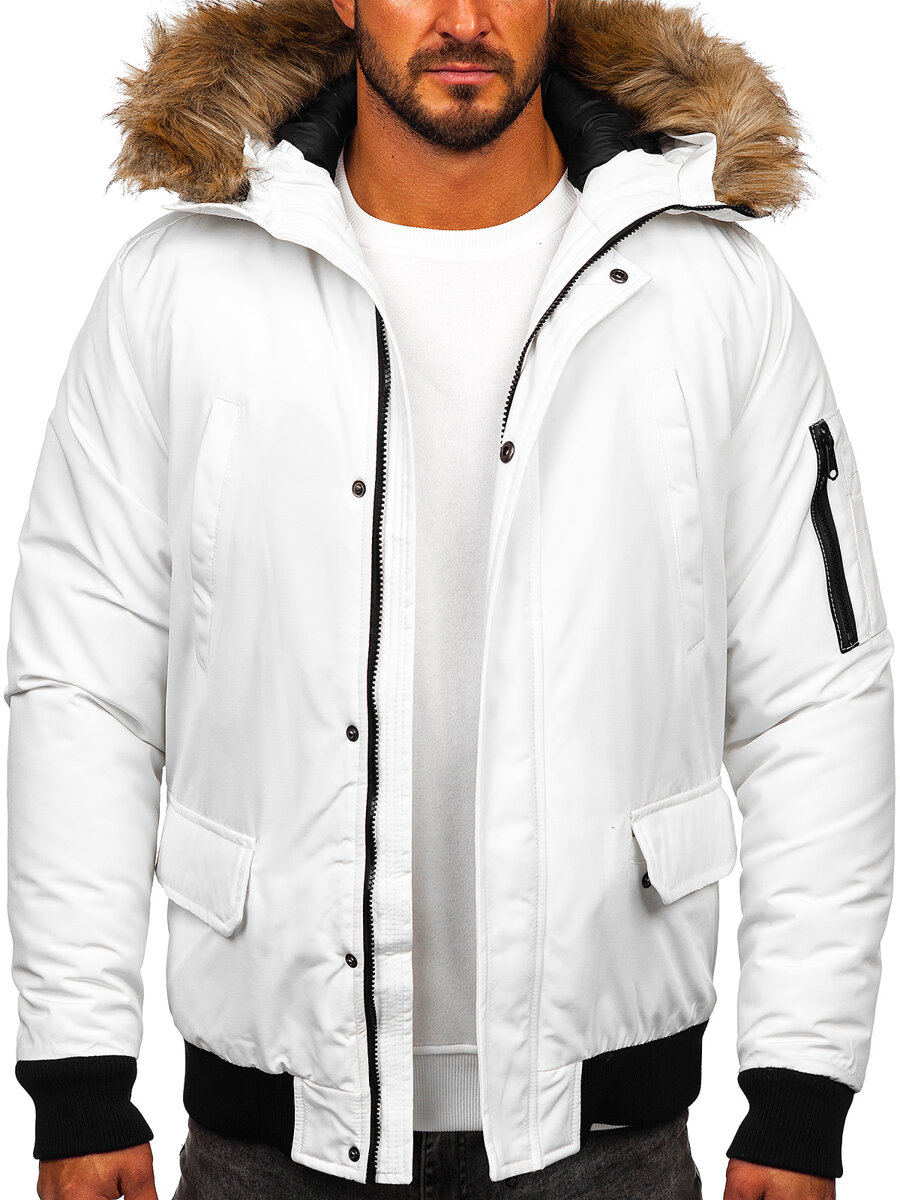 YFNSWT Chaqueta blanca blanca de otoño e invernal, chaqueta blanca blanca  for hombre, chaqueta for hombre, chaqueta fría al aire libre de los hombres  (Color : C, Size : 190 code) : : Moda