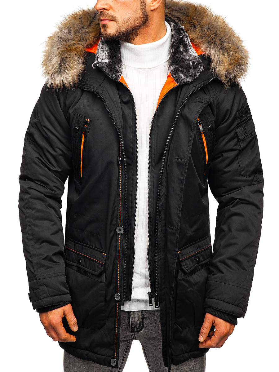 Chaqueta de invierno parka para hombre negra Bolf 1067 NEGRO