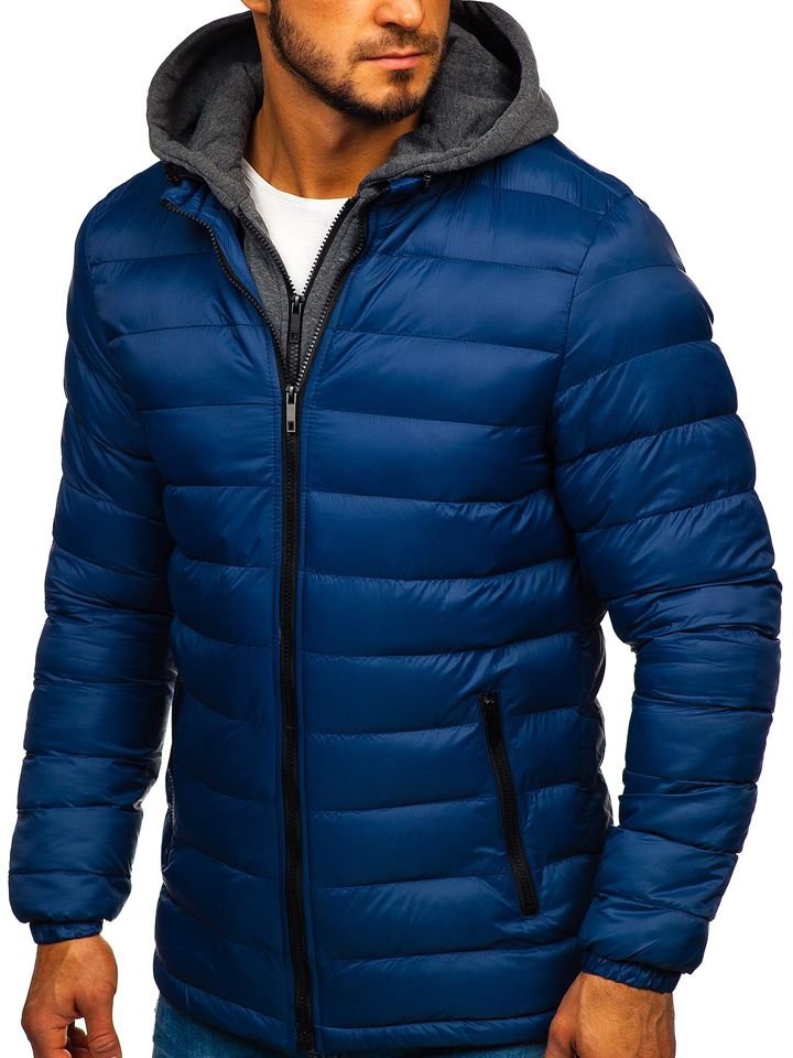 Chaqueta deportiva de invierno acolchada para hombre azul oscuro Bolf JP1102