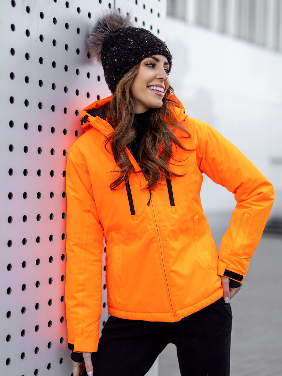 Sudadera deportiva mujer con cremallera y bolsillo naranja