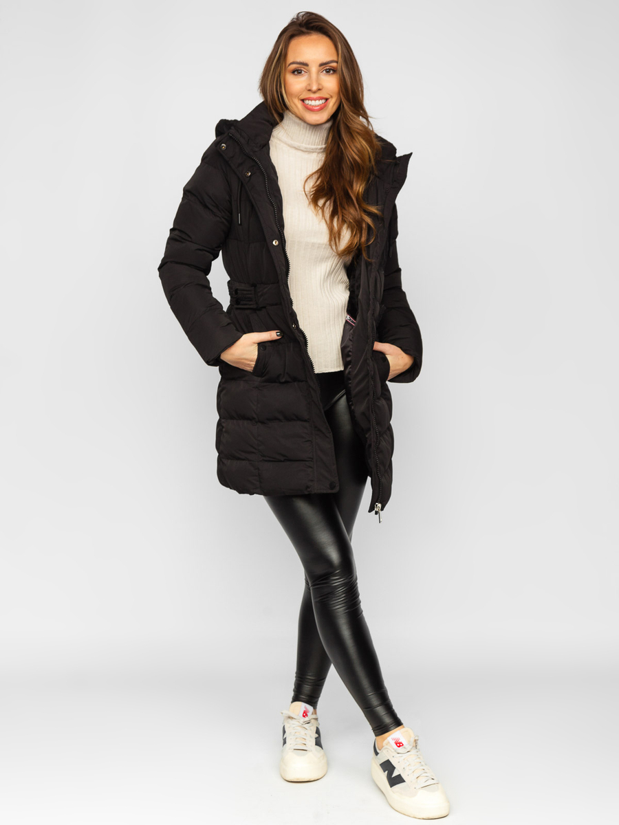 bombilla muerte Tranquilizar Chaqueta larga acolchada abrigo de invierno con capucha para mujer negro Bolf 7086 NEGRO bombilla muerte Tranquilizar Chaqueta larga acolchada abrigo de invierno con capucha para mujer negro Bolf 7086 NEGRO