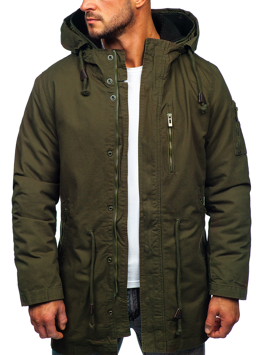 Chaqueta parka 2 en verde para hombre con forro extraíble Bolf 5283