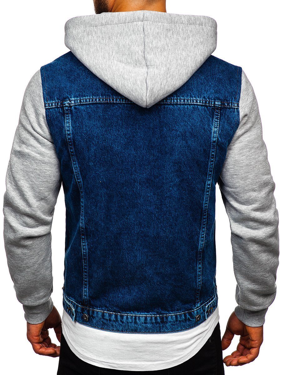 Chaqueta vaquera cieo con capucha amovible Hombre