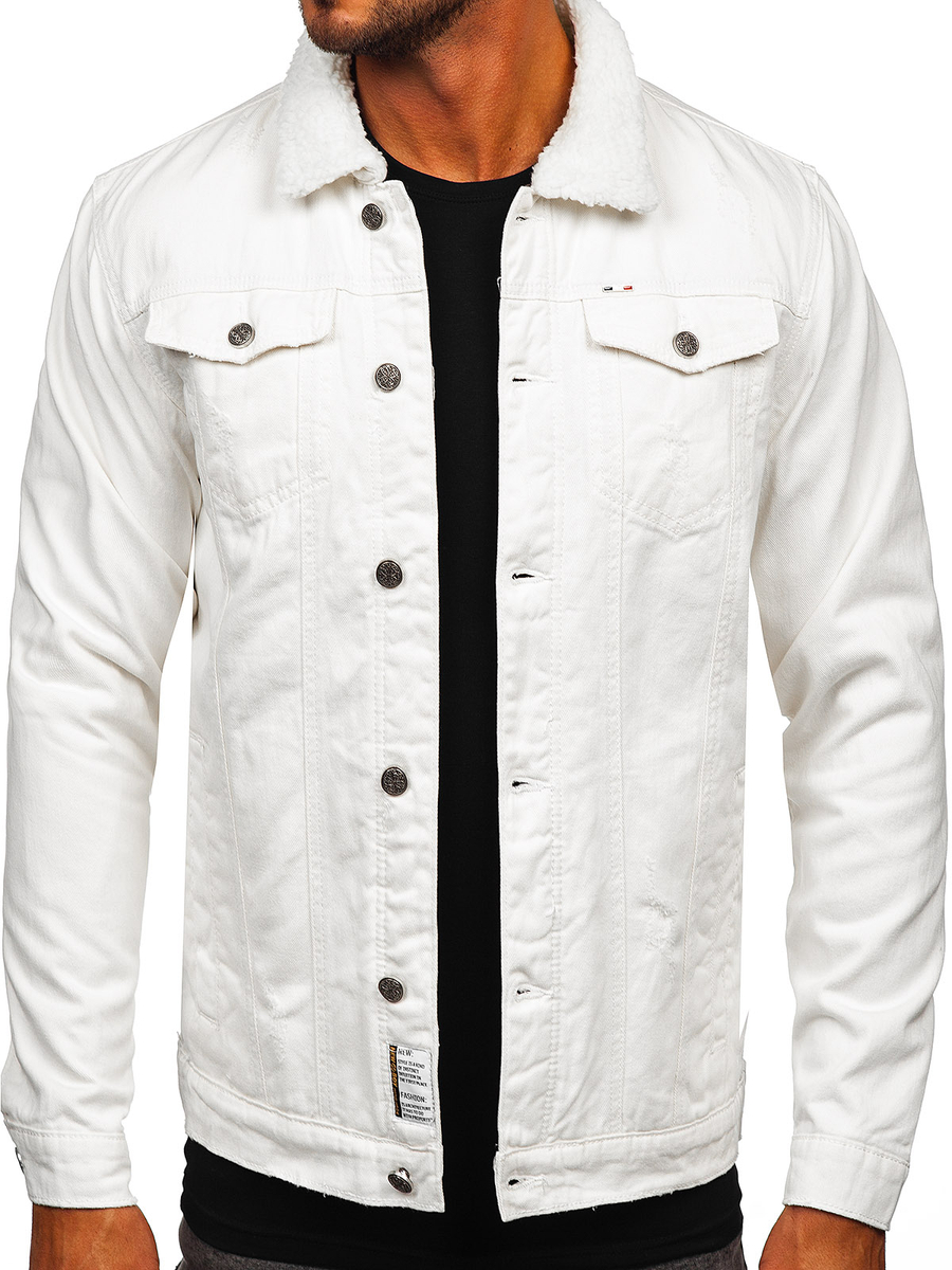 Chaqueta vaquera forrada para hombre blanco Bolf MJ541