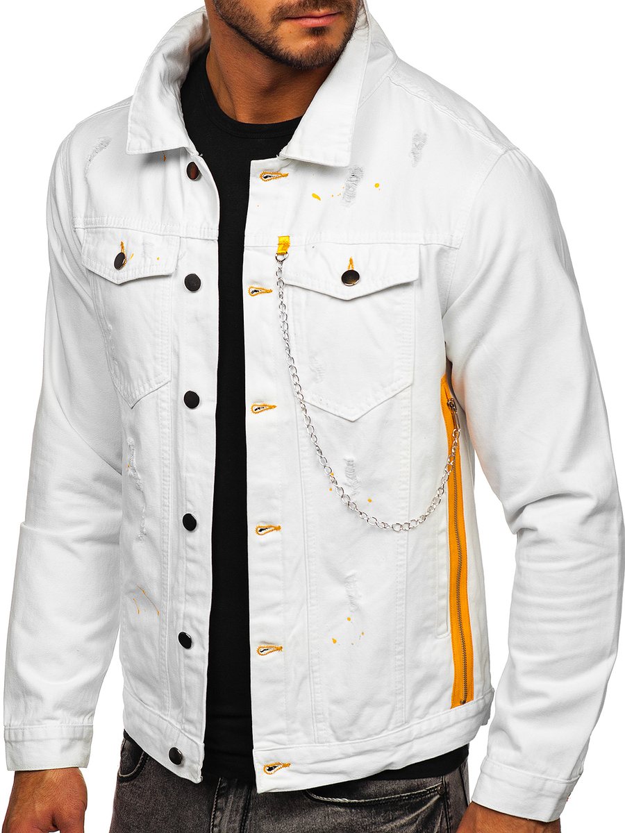 Chaqueta vaquera blanca clearance hombre
