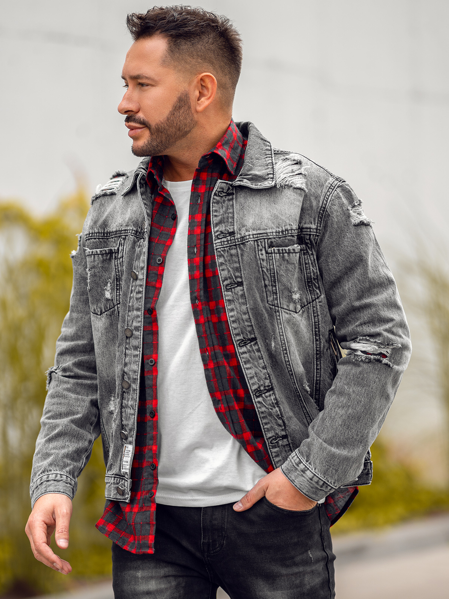 Chaqueta vaquera para hombre gris Bolf