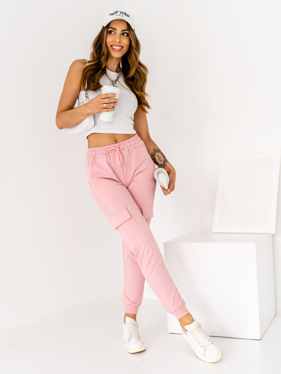 Pantalón de chándal tipo cargo para mujer rosa Bolf HW2516C