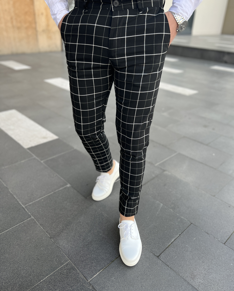 Pantalon de on sale cuadros negro