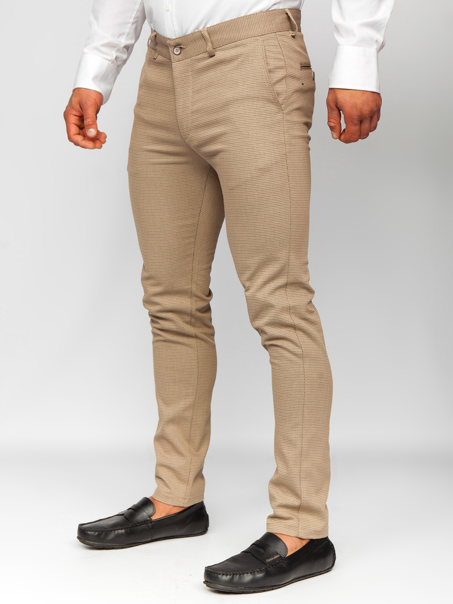 Pantalón chino de tela para hombre beige Bolf 0056