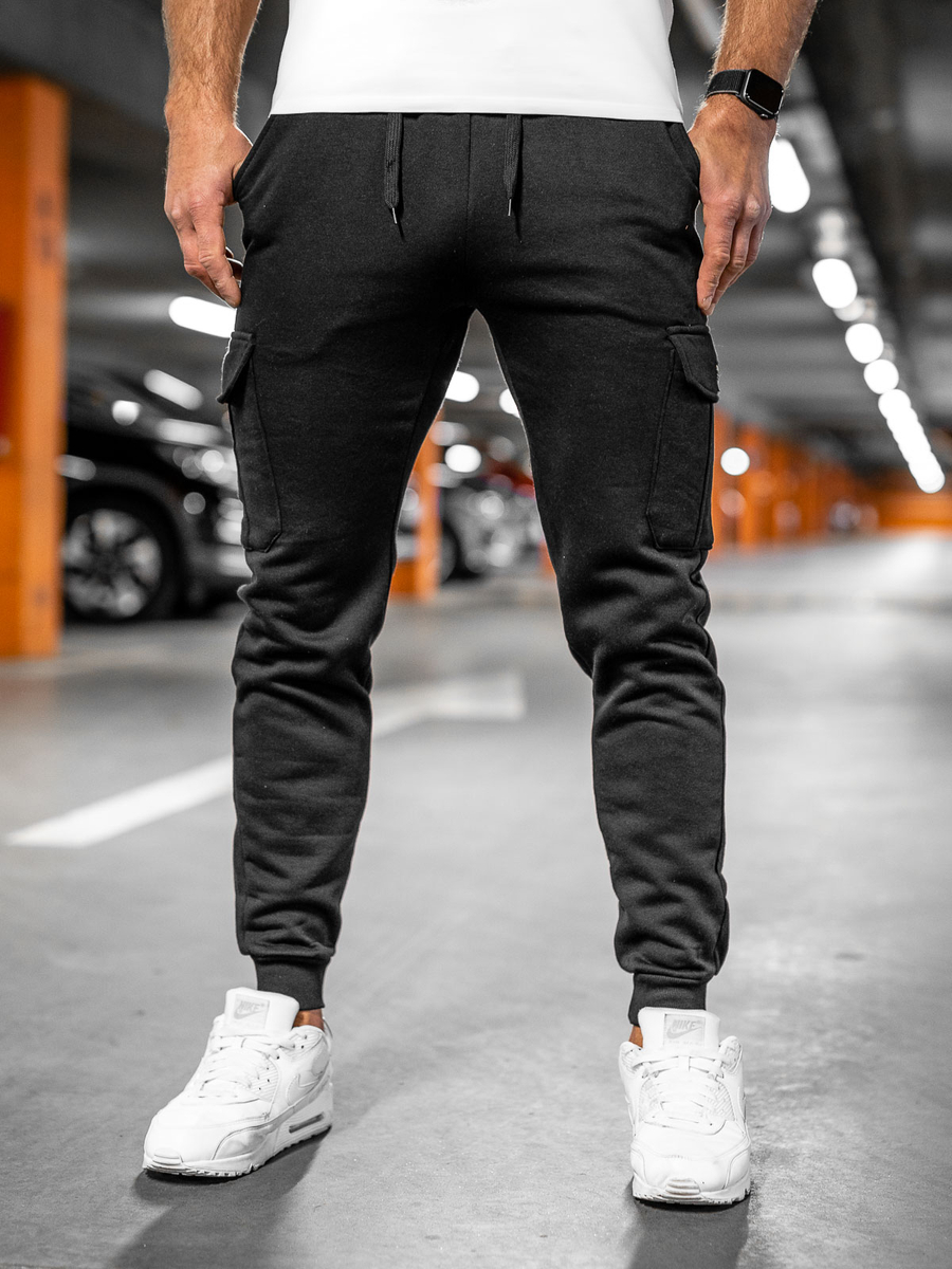 Pantalón grueso de combate joggers de chándal para hombre negro Bolf JX8709A