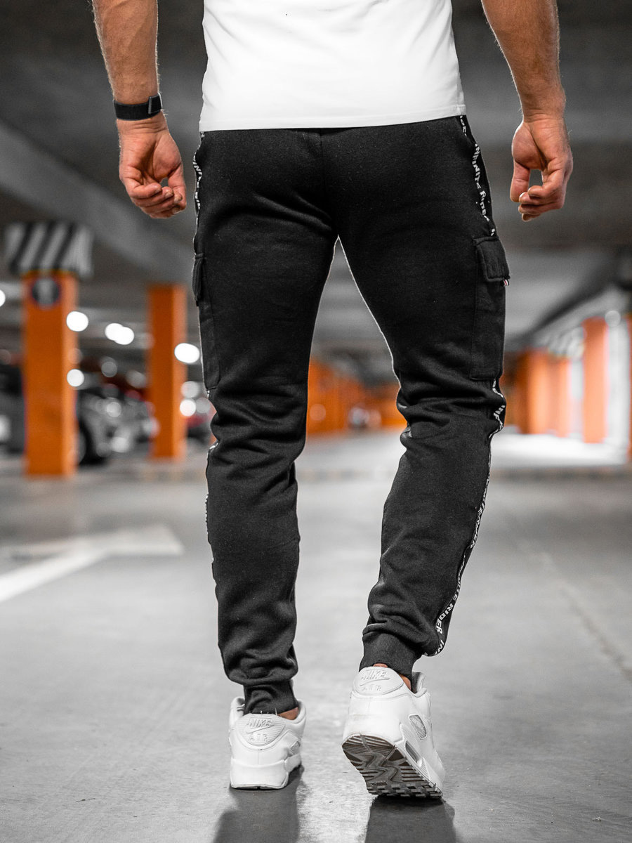 Pantalón grueso de combate joggers de chándal para hombre negro Bolf JX326A