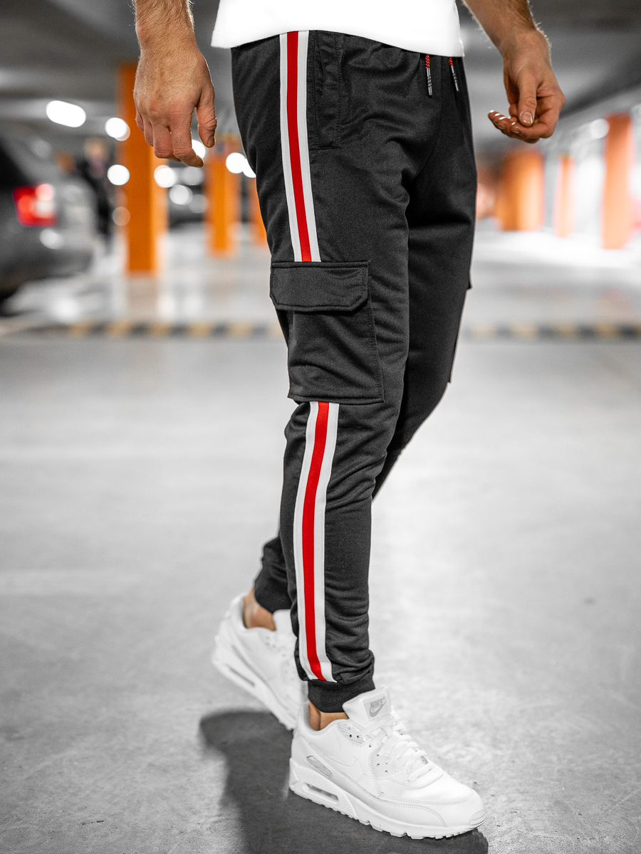 Pantalón jogger de chándal tipo cargo para hombre negro Bolf 6582A