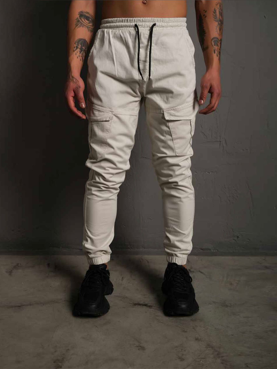 Pantalones Pantalón Chandal Algodón Hombre Beige