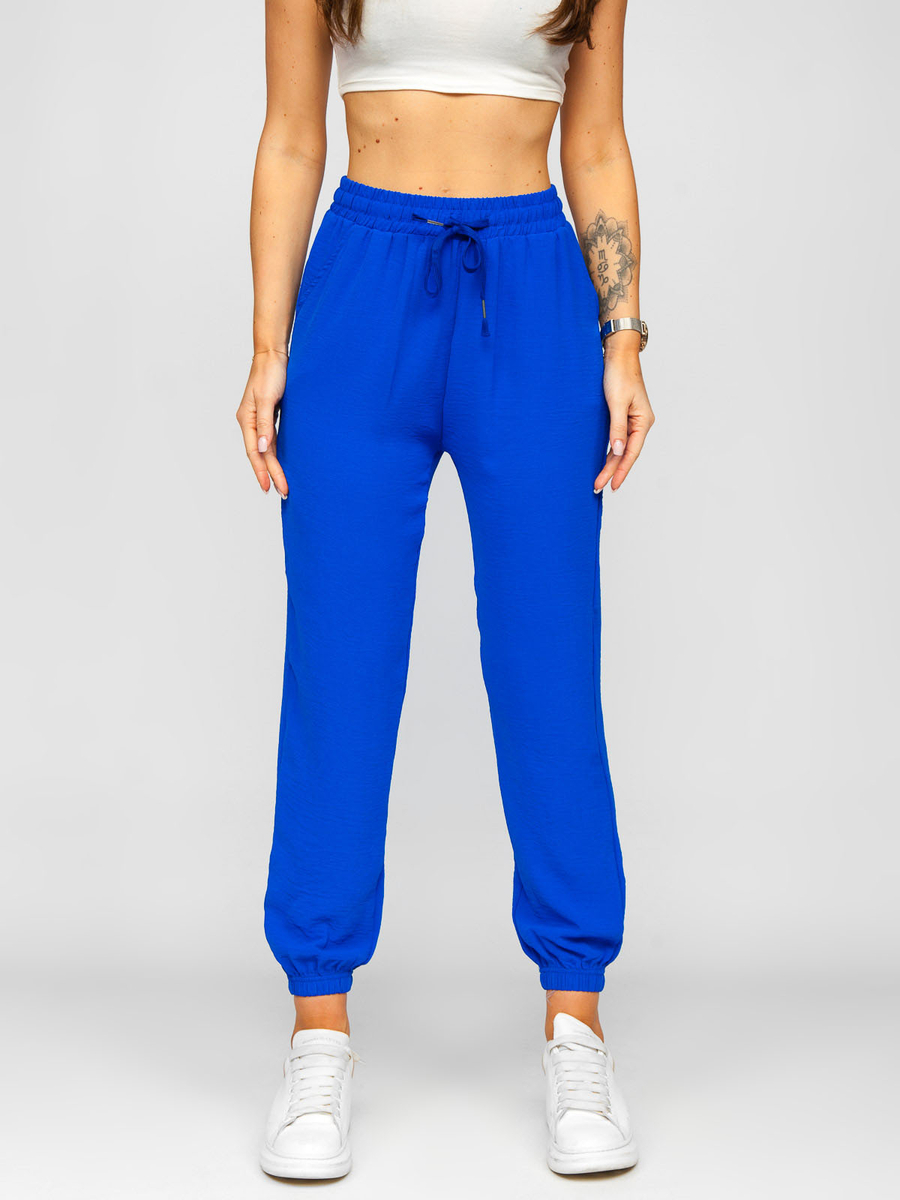 Pantalón jogger de tela para mujer azul medio Bolf W7322 AZUL MEDIO