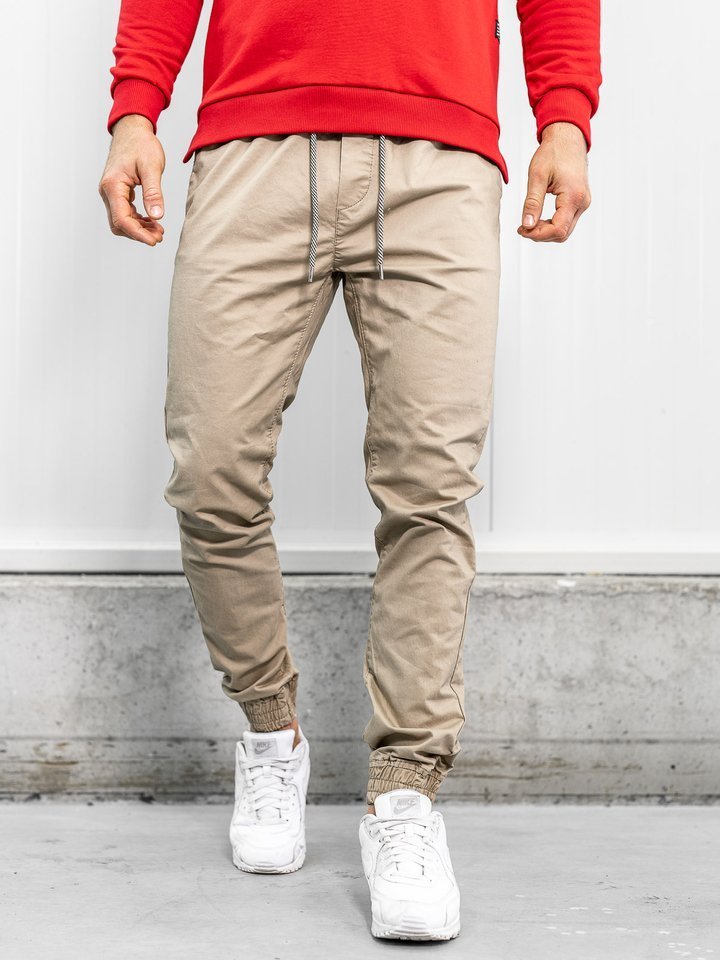 Outfit Con Jogger Beige Hombre Jogger Beige PantalÃ³n Beige Hombre