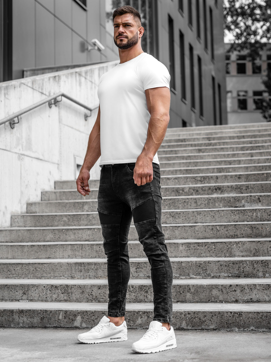 Pantalones Para Hombres Skinny Jeans De Elegante Moda Biker Vaquero  Pantalón