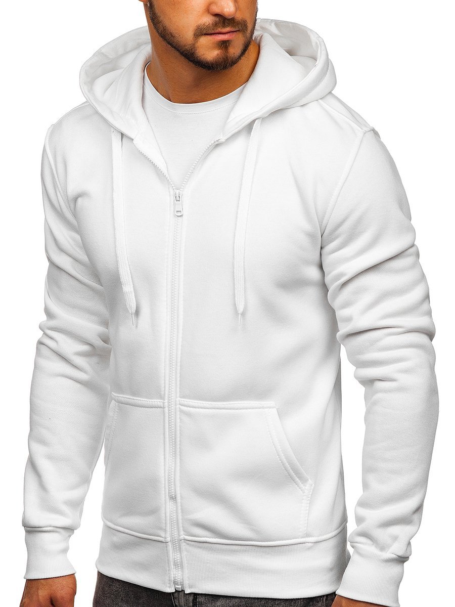 Sudadera abierta con capucha para hombre blanca Bolf 2008 BLANCO