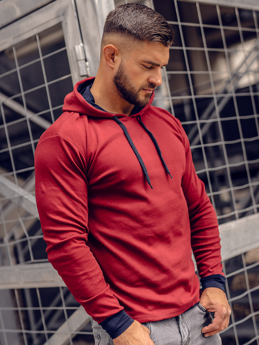 Sudadera con capucha para hombre burdeos Bolf 145380 ROJO BURDEOS