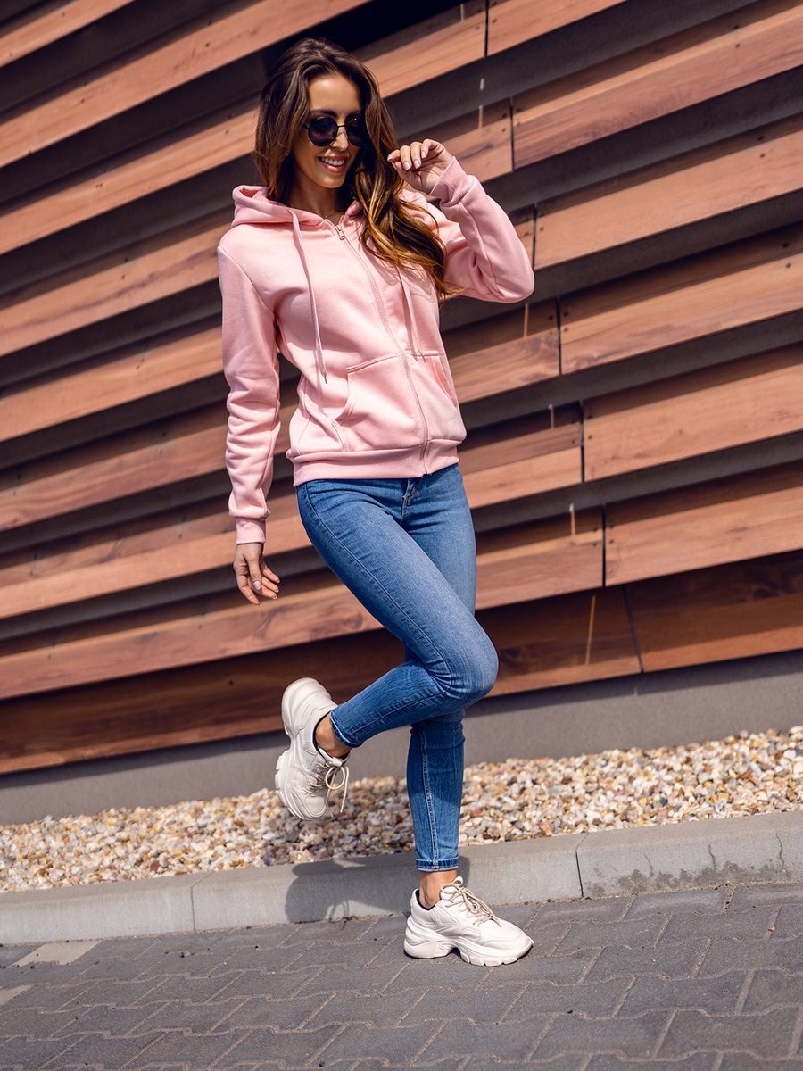 Sudadera larga con capucha color rosa claro para mujer Bolf YS10005 ROSA  CLARO 1