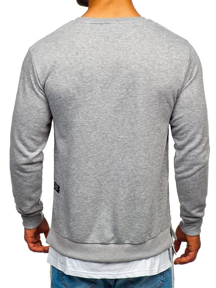 Sudadera con estampado sin capucha para hombre gris Bolf 11116 GRIS