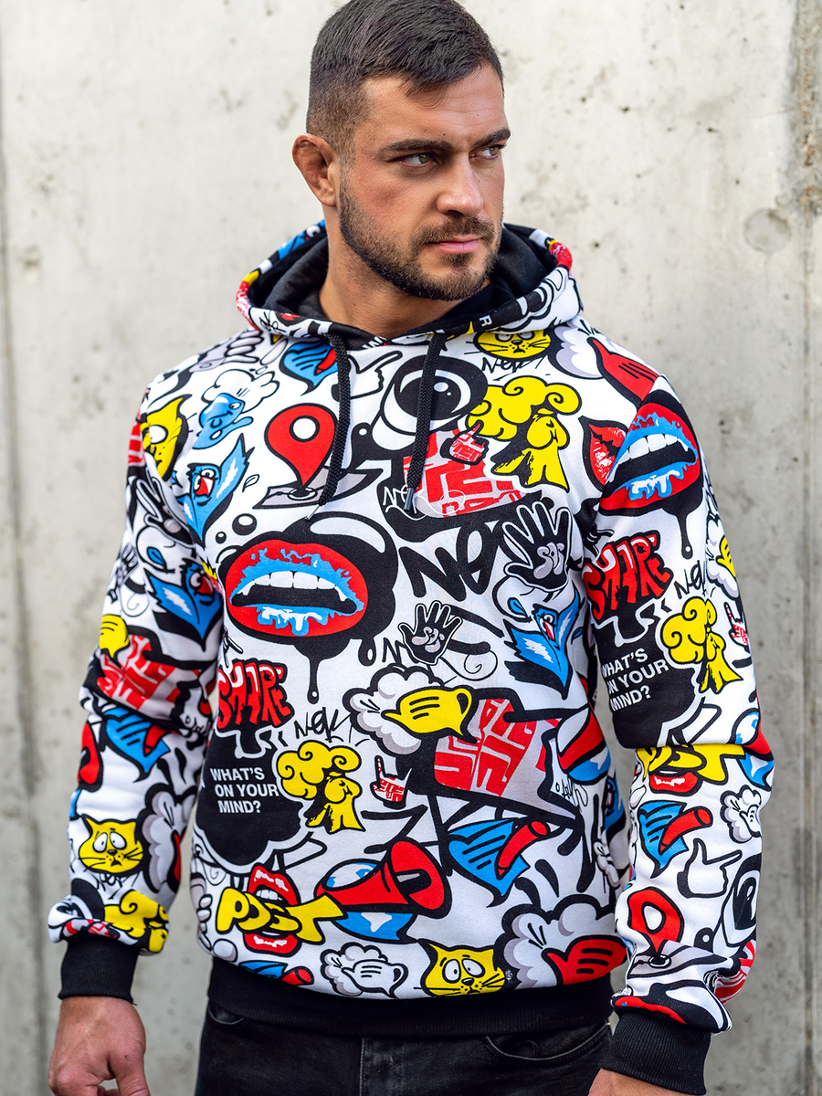 Sudadera estampada para hombre con capucha multicolor 141003