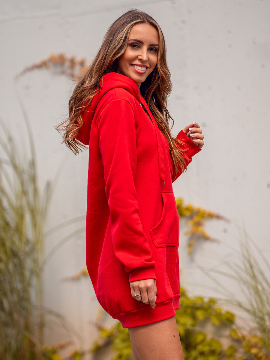 Sudadera larga con capucha para mujer rojo Bolf YS10005-A