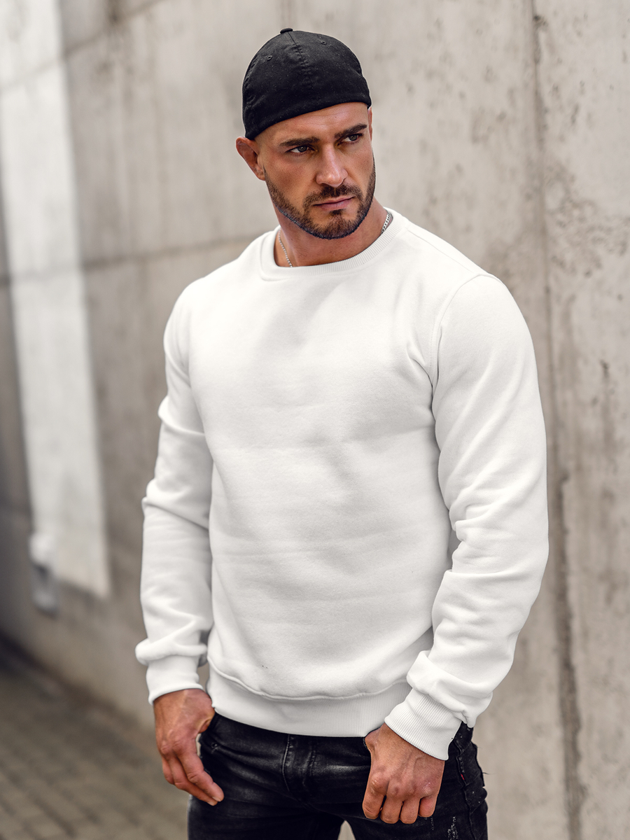 Sudadera sin capucha para hombre blanco Bolf 2001A