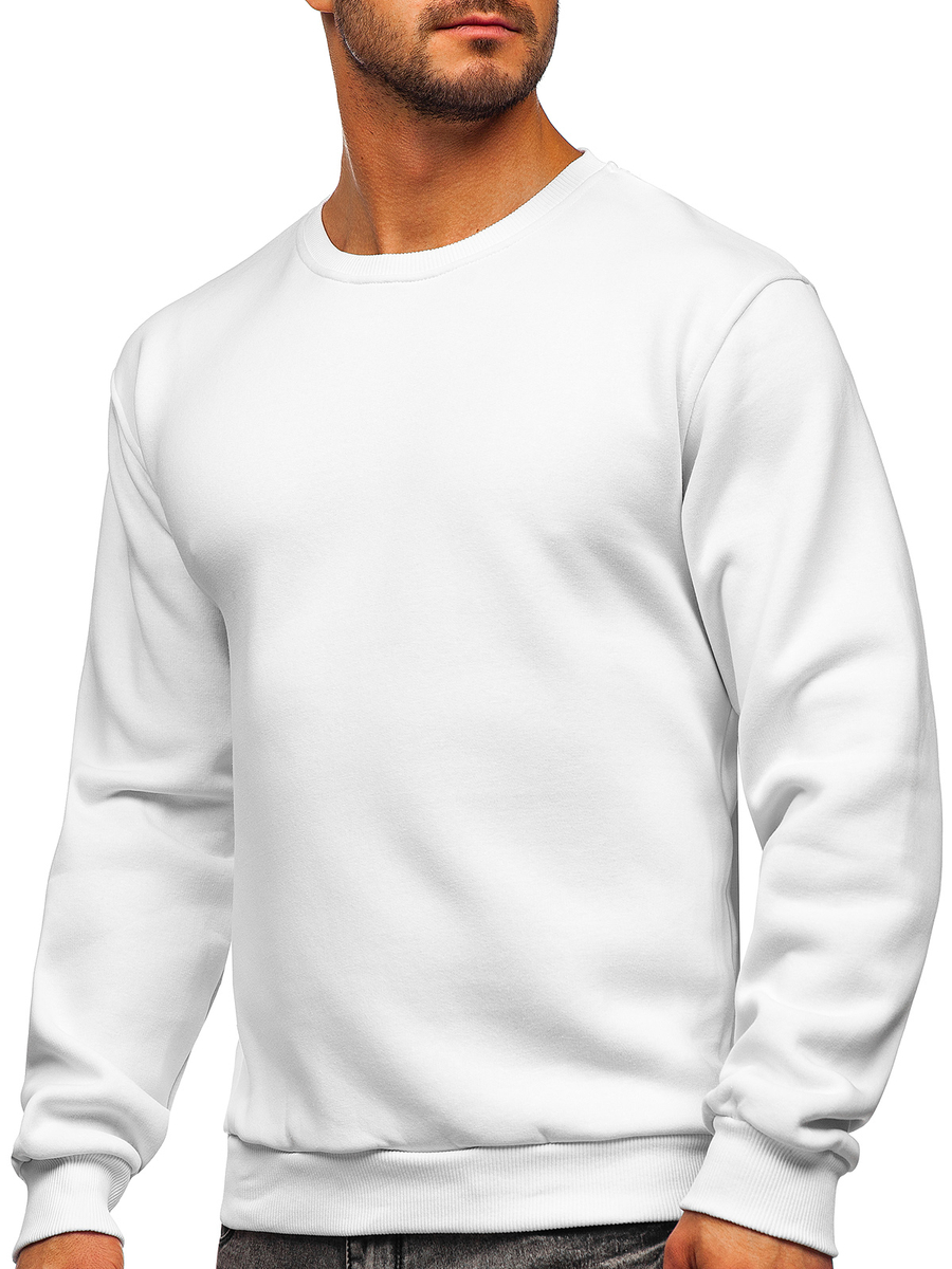 sudadera blanca sin capucha hombre