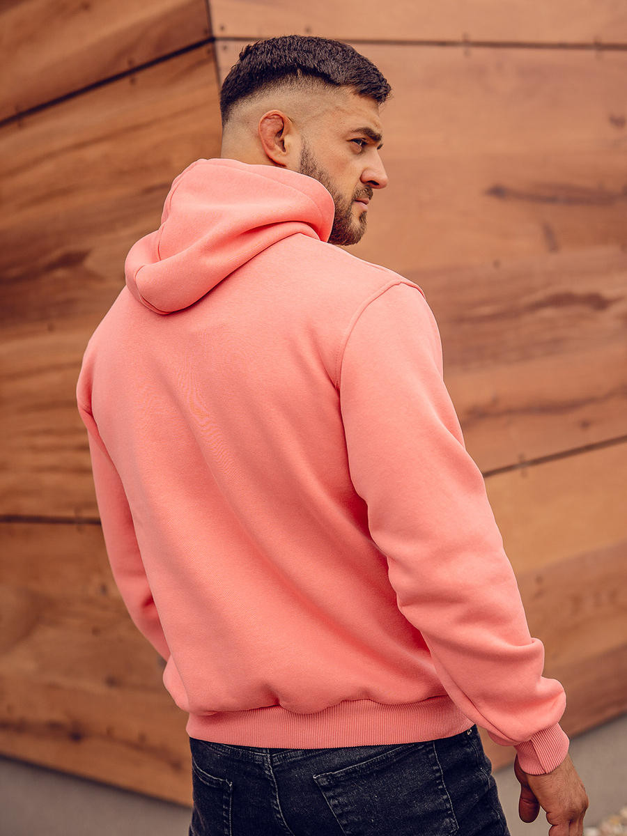 Sudadera tipo canguro con capucha para hombre rosa claro Bolf 1004