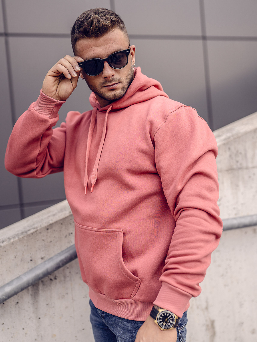 Sudadera tipo canguro con capucha para hombre rosa claro Bolf 1004