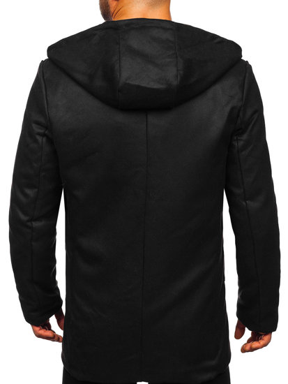 Abrigo de invierno con capucha para hombre negro Bolf 79B3-197