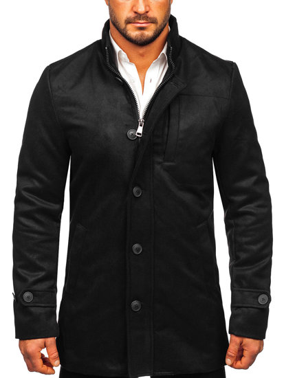 Abrigo de invierno con cuello alto para hombre negro Bolf M3129