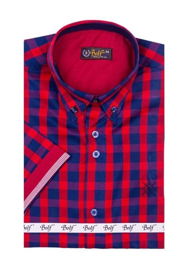 Camisa a cuadros con manga corta para hombre roja Bolf 4508
