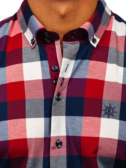 Camisa a cuadros de manga corta para hombre granate Bolf 5532