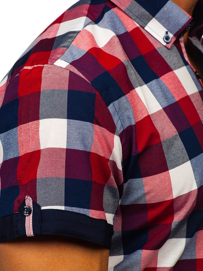 Camisa a cuadros de manga corta para hombre granate Bolf 5532