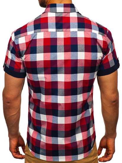 Camisa a cuadros de manga corta para hombre granate Bolf 5532