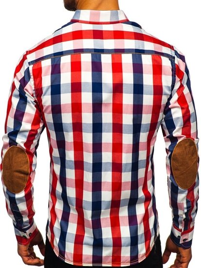Camisa a cuadros de manga larga para hombre roja Bolf 1766-1