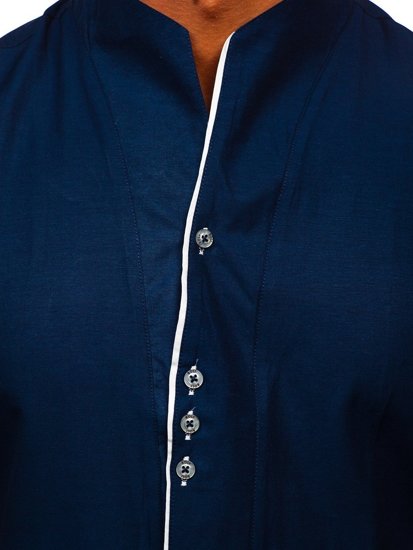 Camisa a manga corta para hombre color azul oscuro Bolf 5518