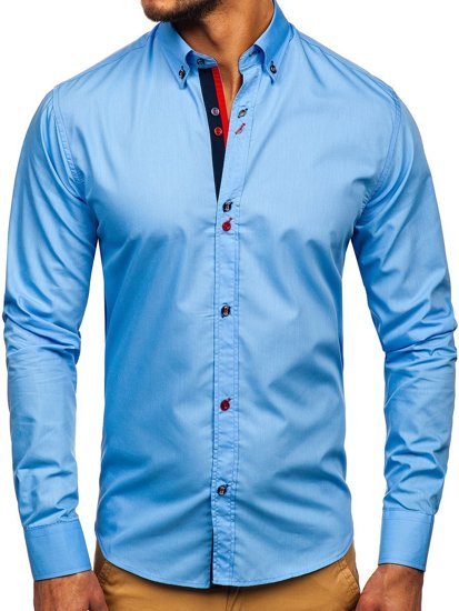 Camisa a manga larga para hombre color azul celeste Bolf 20710