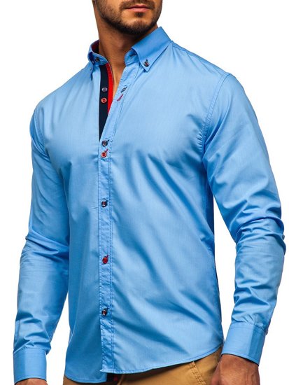 Camisa a manga larga para hombre color azul celeste Bolf 20710