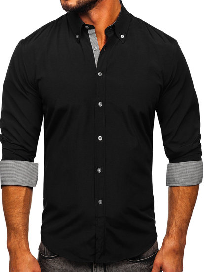 Camisa a manga larga para hombre color negro Bolf 20719